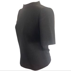 St John Black Knit Mock Turtleneck Sz M